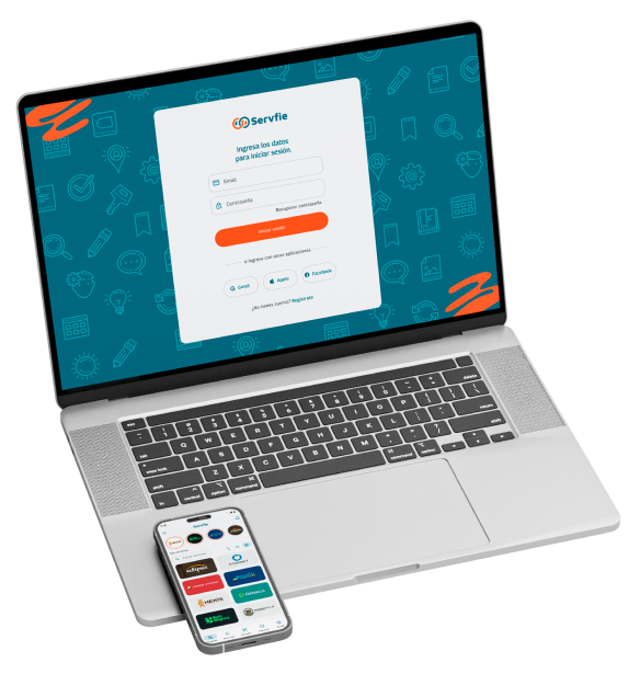 Club de puntos de Servfie en laptop y teléfono