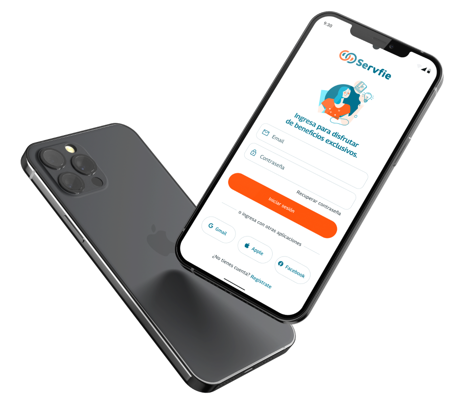 Teléfono con la app de Servfie