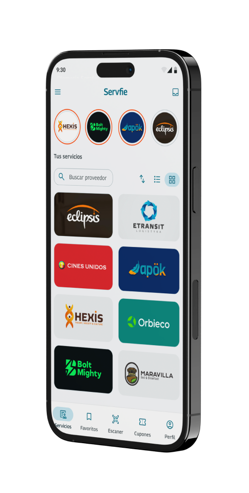 Listado de empresas en la app de Servfie