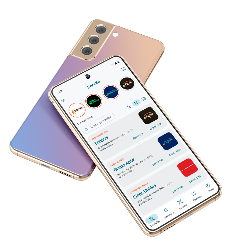 App de Servfie en un teléfono Android