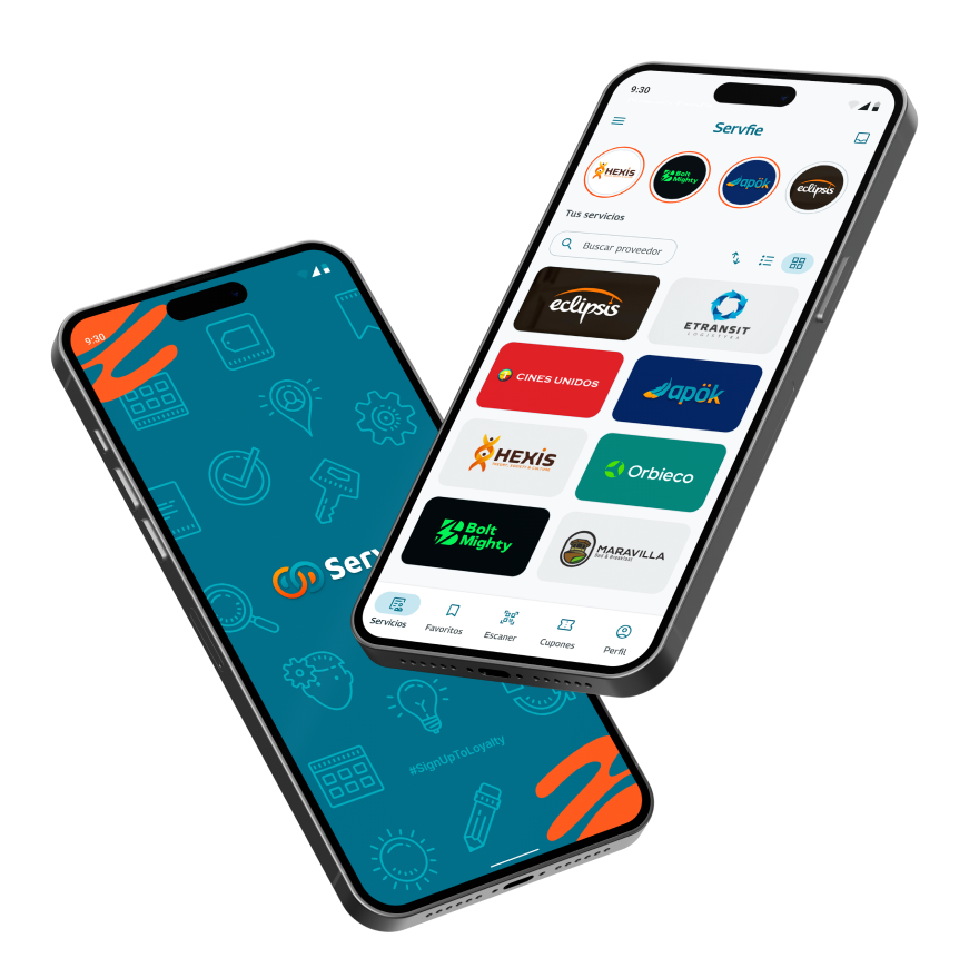 App de Servfie en dos teléfonos